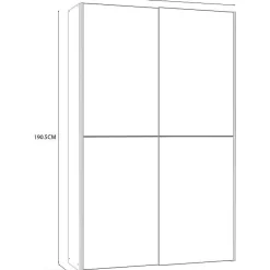 Armoire 2 portes coulissantes L120 P41,6 H190,5 cm blanc mat panneaux de particules Ozzula