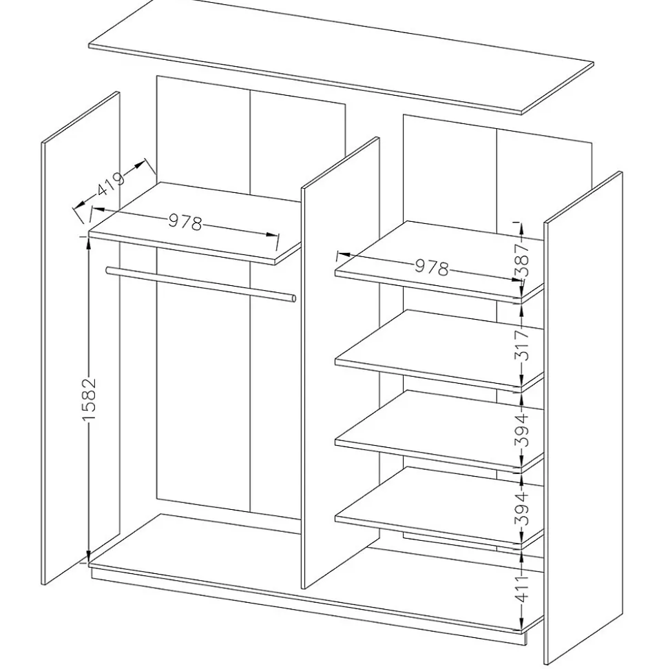 Armoire 2 portes coulissantes 200cm couleur chene et blanc. Collection FLOYD