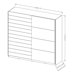 Armoire 2 portes coulissantes 200cm couleur chene et blanc. Collection FLOYD