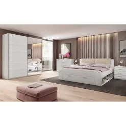 Armoire 2 portes coulissantes 200cm Coloris blanc avec miroir. Collection FLOYD