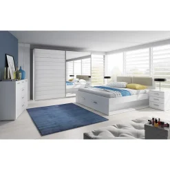 Armoire 2 portes coulissantes 200cm Coloris blanc avec miroir. Collection FLOYD