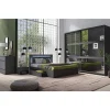 Armoire 2 portes coulissantes avec miroir 230 cm - gris graphite - Collection NOFI