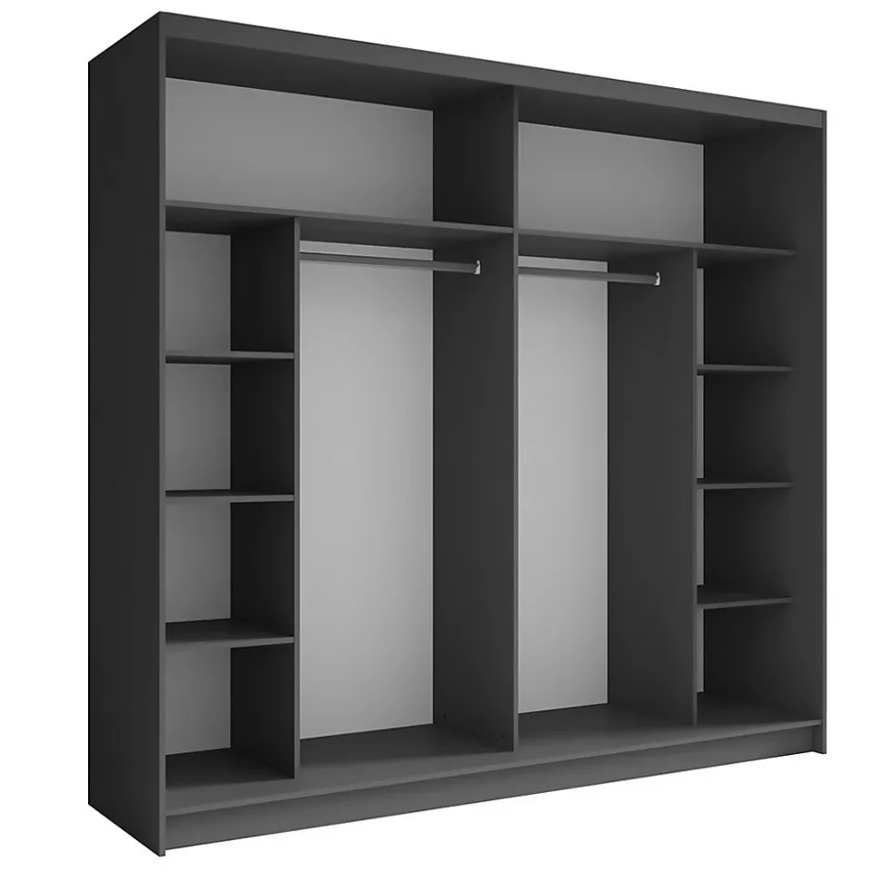 Armoire 2 portes coulissantes avec miroir 230 cm - gris graphite - Collection NOFI