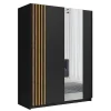 Armoire 2 portes coulissantes 200 cm - noir et chene - Collection VARIA