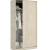 Armoire à portes coulissantes coloris naturel - Longueur 100 x Profondeur 50 x Hauteur 204 cm