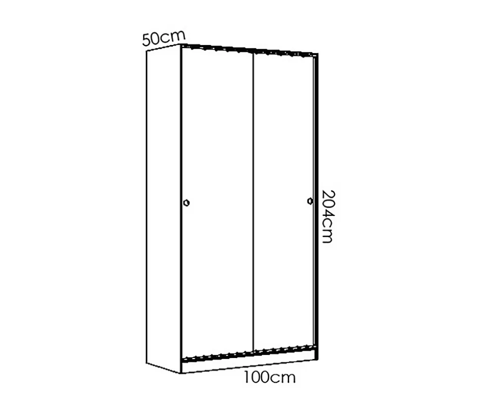 Armoire à portes coulissantes coloris naturel - Longueur 100 x Profondeur 50 x Hauteur 204 cm