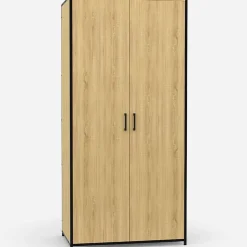 Armoire 2 portes DETROIT penderie 80 cm avec étagères rangement maxi capacité design industriel