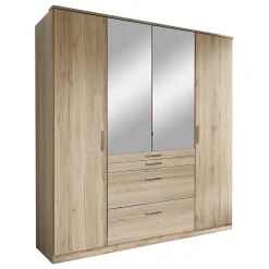Armoire 4 portes dont 1 miroir, 4 tiroirs - L180 cm