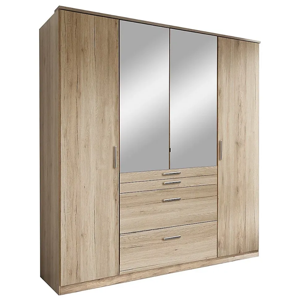 Armoire 4 portes dont 1 miroir, 4 tiroirs - L180 cm