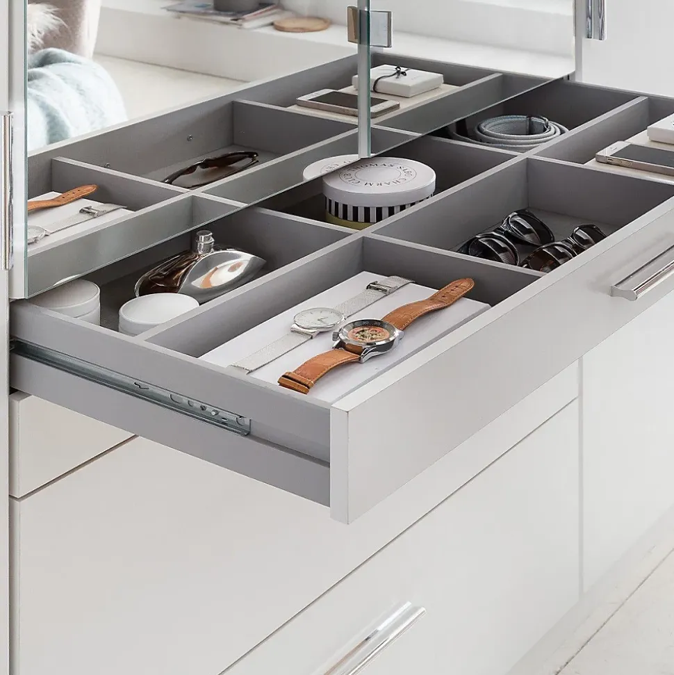 Armoire 4 portes dont 1 miroir, 4 tiroirs - L180 cm