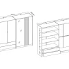 Armoire 4 portes et 2 tiroirs - Avec miroir - L220 cm - Coloris : Noir et naturel - TUNALO