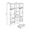 Armoire 6 portes et 3 tiroirs - Avec miroir - L180 cm - Coloris : Naturel et beige - ELORIO