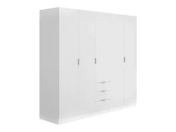 Armoire 5 portes et 3 tiroirs - L202 cm - Blanc - LISTOWEL