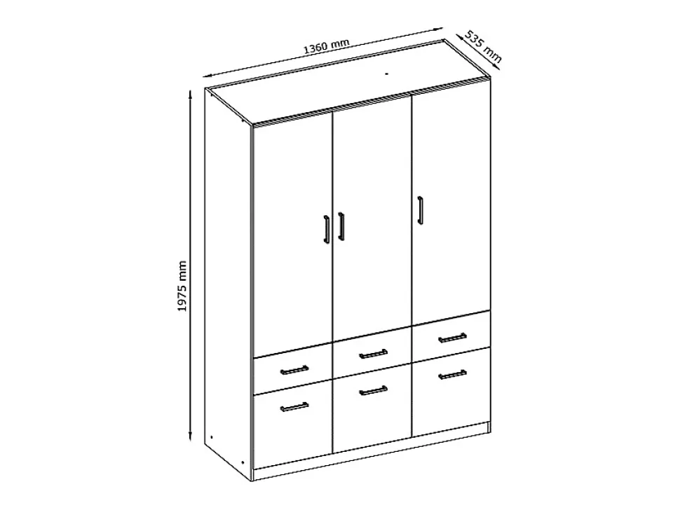 Armoire 5 portes et 6 tiroirs - L228 cm - Blanc - BELOMY