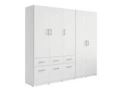 Armoire 5 portes et 6 tiroirs - L228 cm - Blanc - BELOMY