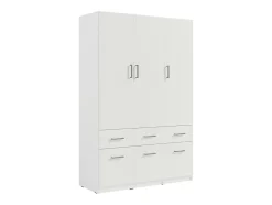 Armoire 5 portes et 6 tiroirs - L228 cm - Blanc - BELOMY