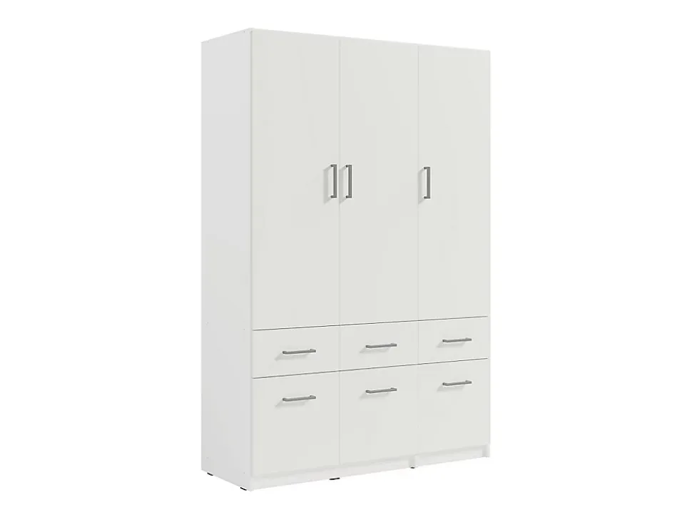 Armoire 5 portes et 6 tiroirs - L228 cm - Blanc - BELOMY
