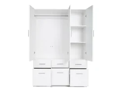 Armoire 5 portes et 6 tiroirs - L228 cm - Blanc - BELOMY