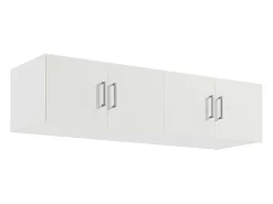 Armoire 3 portes et 6 tiroirs - L136 cm - Blanc + Réhausse - BELOMY