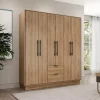 Armoire 6 portes et 2 tiroirs - L162 cm - Coloris : Naturel - FEOVA