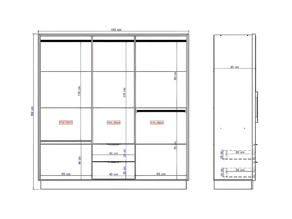 Armoire 6 portes et 2 tiroirs - L162 cm - Coloris : Naturel - FEOVA
