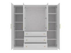 Armoire 4 portes et 3 tiroirs - L196 cm - Blanc - LIZANDRO