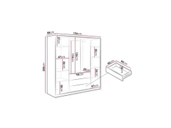 Armoire 4 portes et 3 tiroirs - L196 cm - Blanc - LIZANDRO