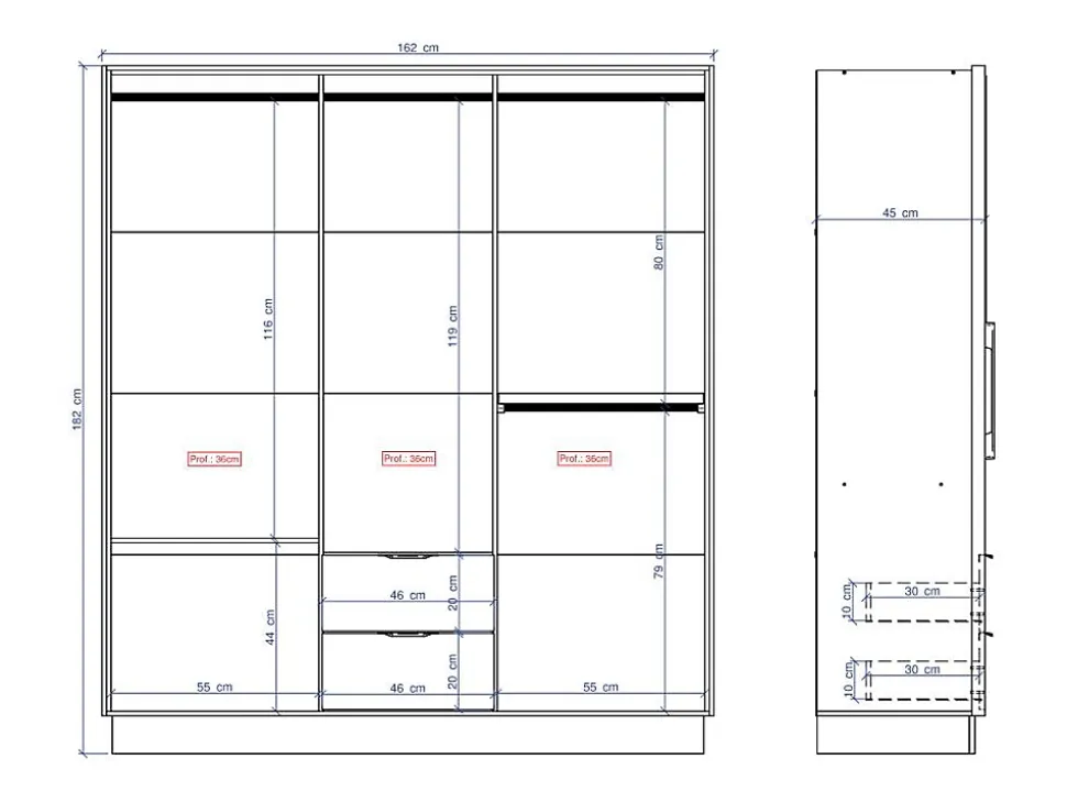 Armoire 6 portes et 2 tiroirs - L162 cm - Coloris : Beige et naturel - FEOVA