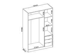 Armoire 3 portes et 3 tiroirs - L121 cm - Blanc - LISTOWEL