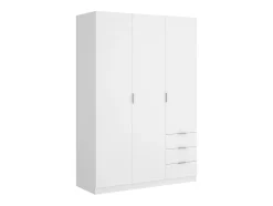 Armoire 3 portes et 3 tiroirs - L121 cm - Blanc - LISTOWEL