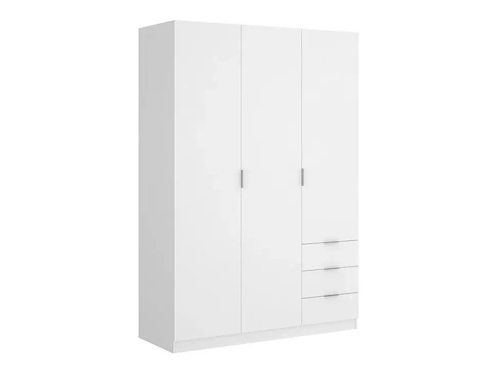 Armoire 3 portes et 3 tiroirs - L121 cm - Blanc - LISTOWEL