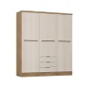 Armoire 6 portes et 3 tiroirs - L180 cm - Coloris : Beige et naturel - PEROLI