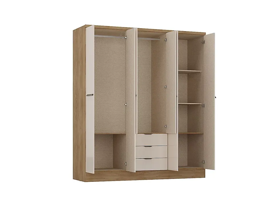 Armoire 6 portes et 3 tiroirs - L180 cm - Coloris : Beige et naturel - PEROLI