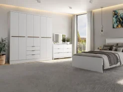 Armoire 6 portes et 3 tiroirs - L180 cm - Blanc - PEROLI
