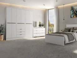 Armoire 6 portes et 3 tiroirs - L180 cm - Blanc - PEROLI