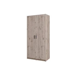 Armoire 2 portes FLEX Chene wellington et gris graphite Style moderne avec penderie