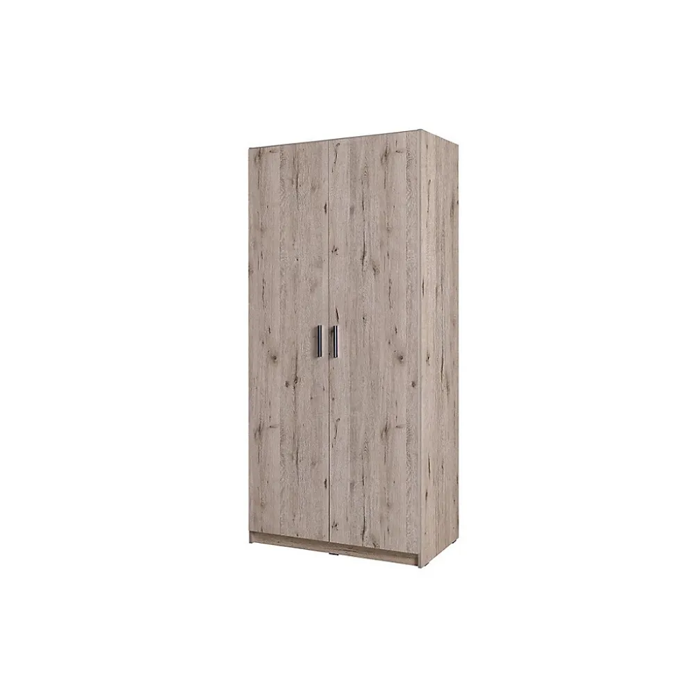 Armoire 2 portes FLEX Chene wellington et gris graphite Style moderne avec penderie