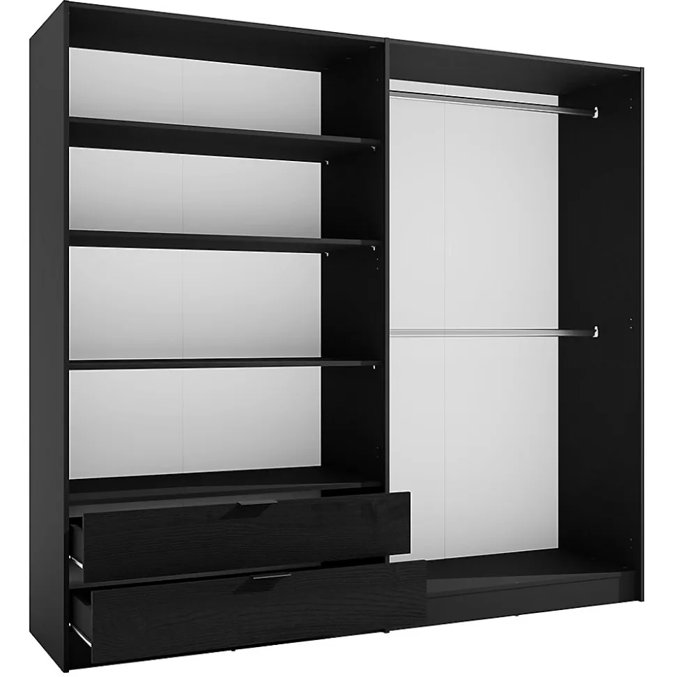 Armoire 4 Portes ISAC - Design Moderne avec Miroir et 2 Tiroirs