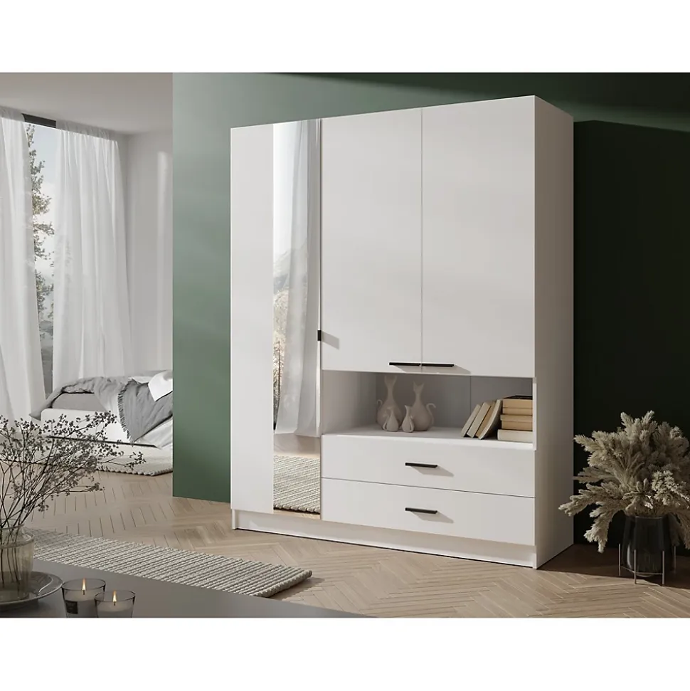 Armoire 3 portes MEIJE 158,3 x 200 x 54,6 cm Coloris blanc
