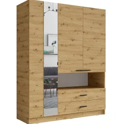 Armoire 3 portes MEIJE - Design moderne avec miroir et niche apparente