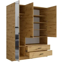 Armoire 3 portes MEIJE - Design moderne avec miroir et niche apparente