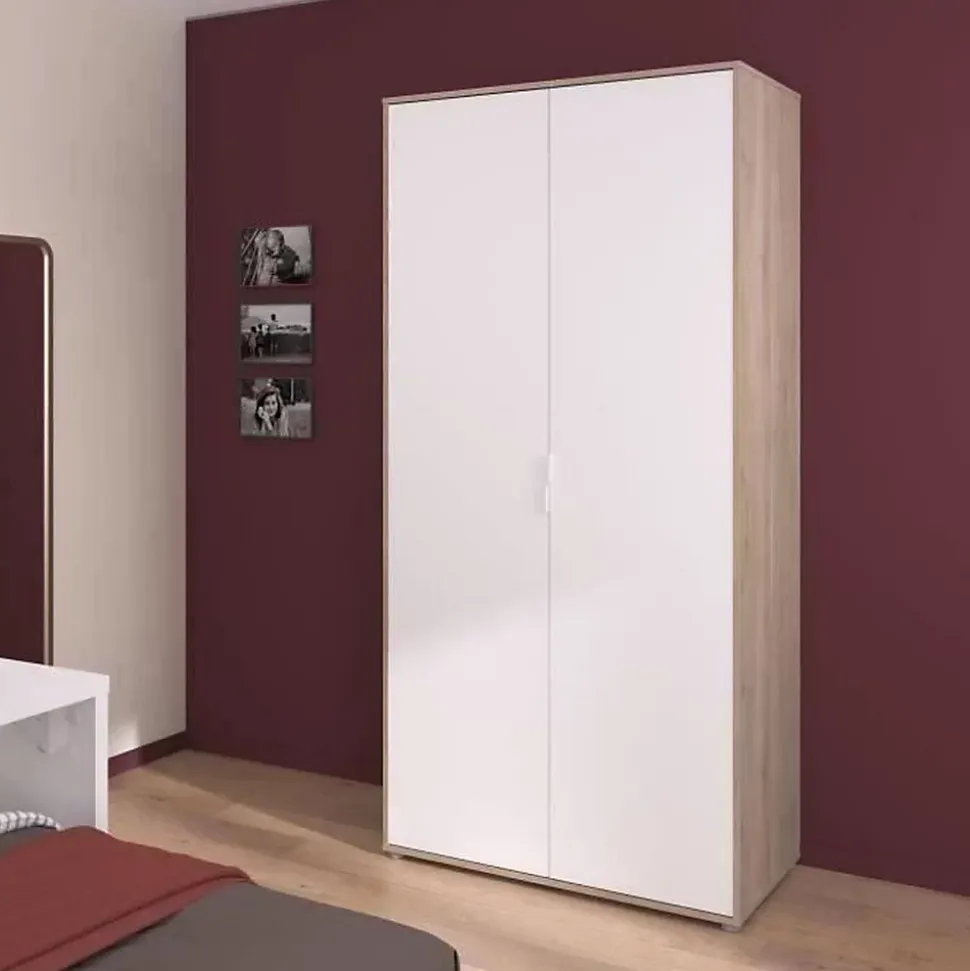 Armoire 2 portes Parisot AALBORG Chêne et Blanc 100 x 50,2 x 204 cm