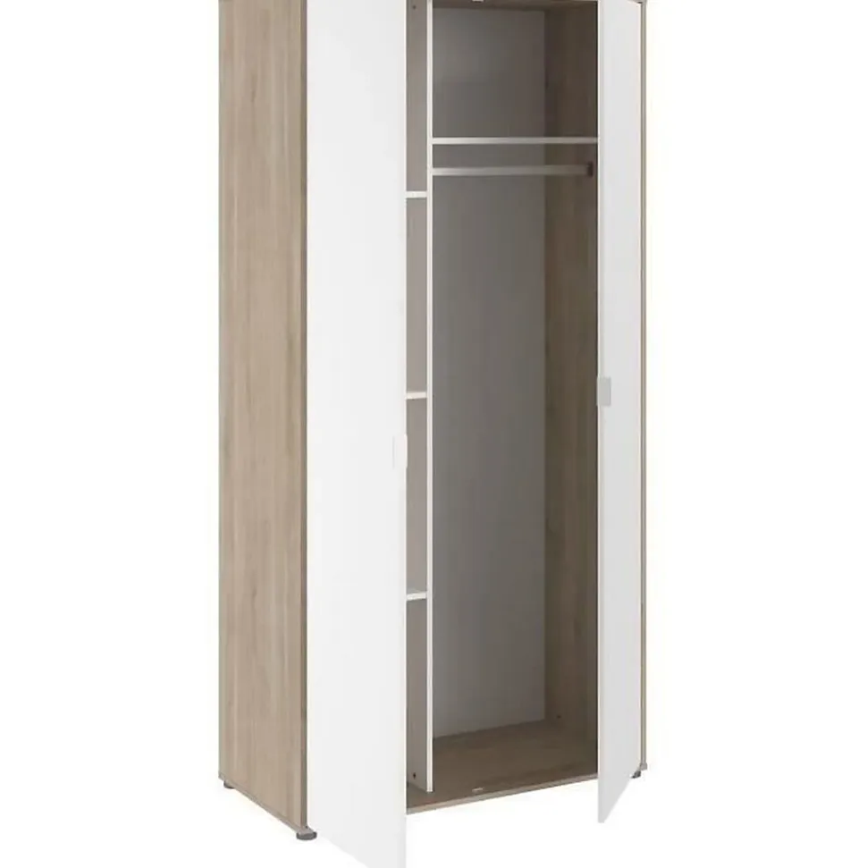 Armoire 2 portes Parisot AALBORG Chêne et Blanc 100 x 50,2 x 204 cm