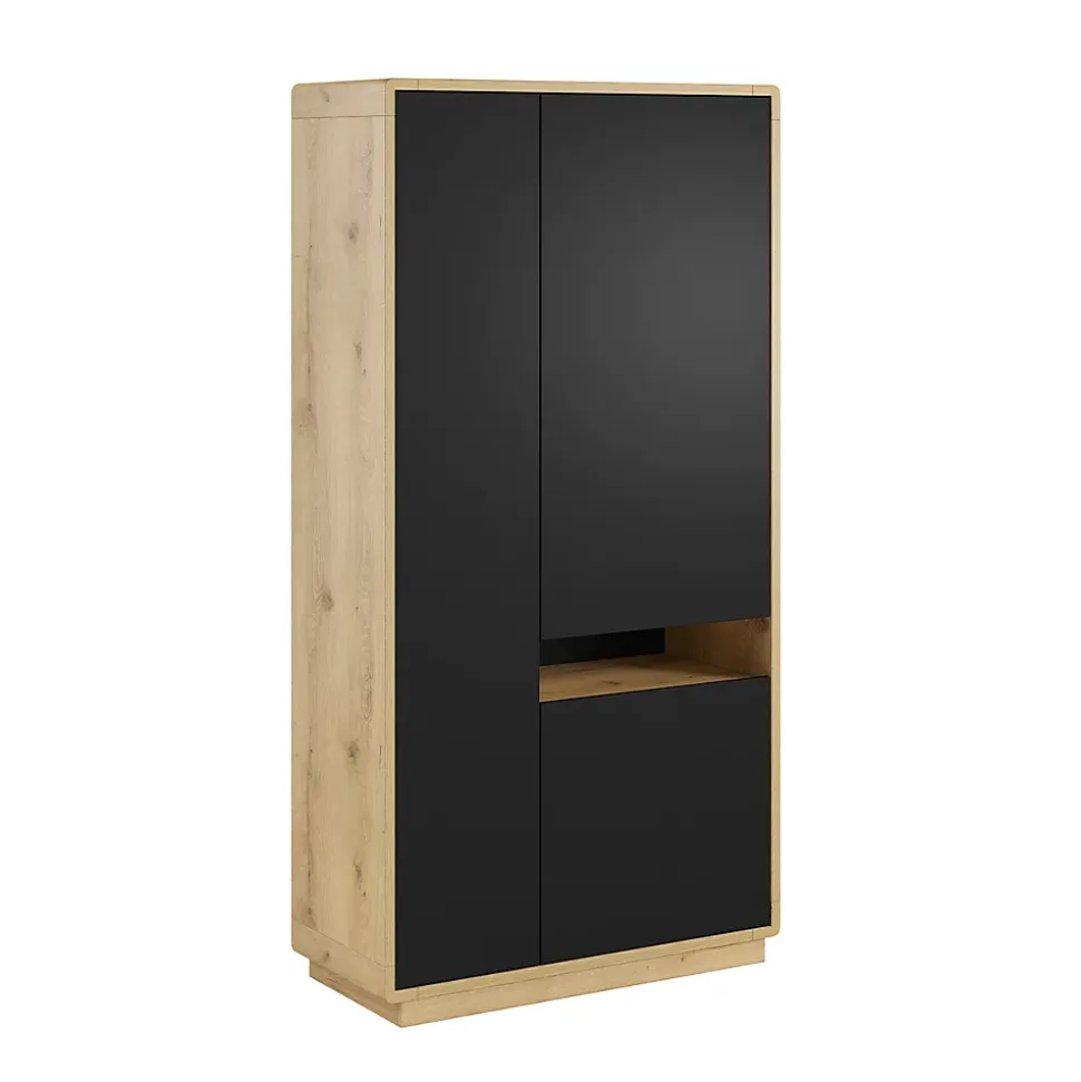 Armoire 3 portes Raven Noir et Bois