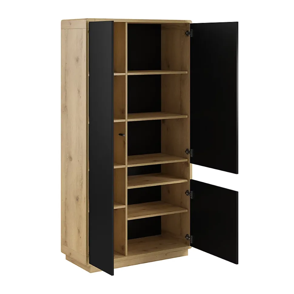 Armoire 3 portes Raven Noir et Bois