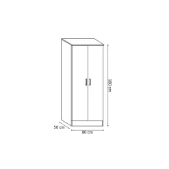 Armoire 2 portes REY coloris chene sonoma 80 x 180 x 50 cm