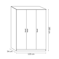 Armoire 3 portes REY coloris chene sonoma 120 x 180 x 50 cm