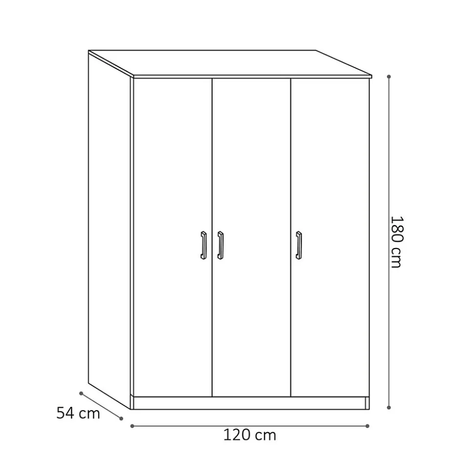 Armoire 3 portes REY coloris chene sonoma 120 x 180 x 50 cm