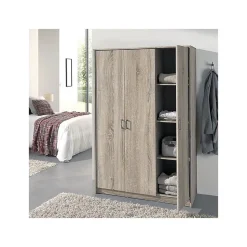 Armoire 3 portes REY coloris chene sonoma 120 x 180 x 50 cm