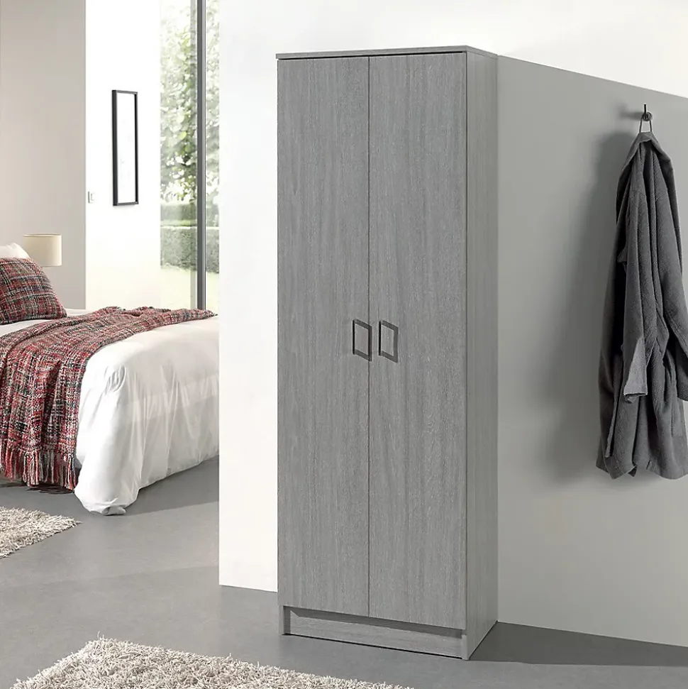 Armoire 2 portes STAN Chene gris H180 cm